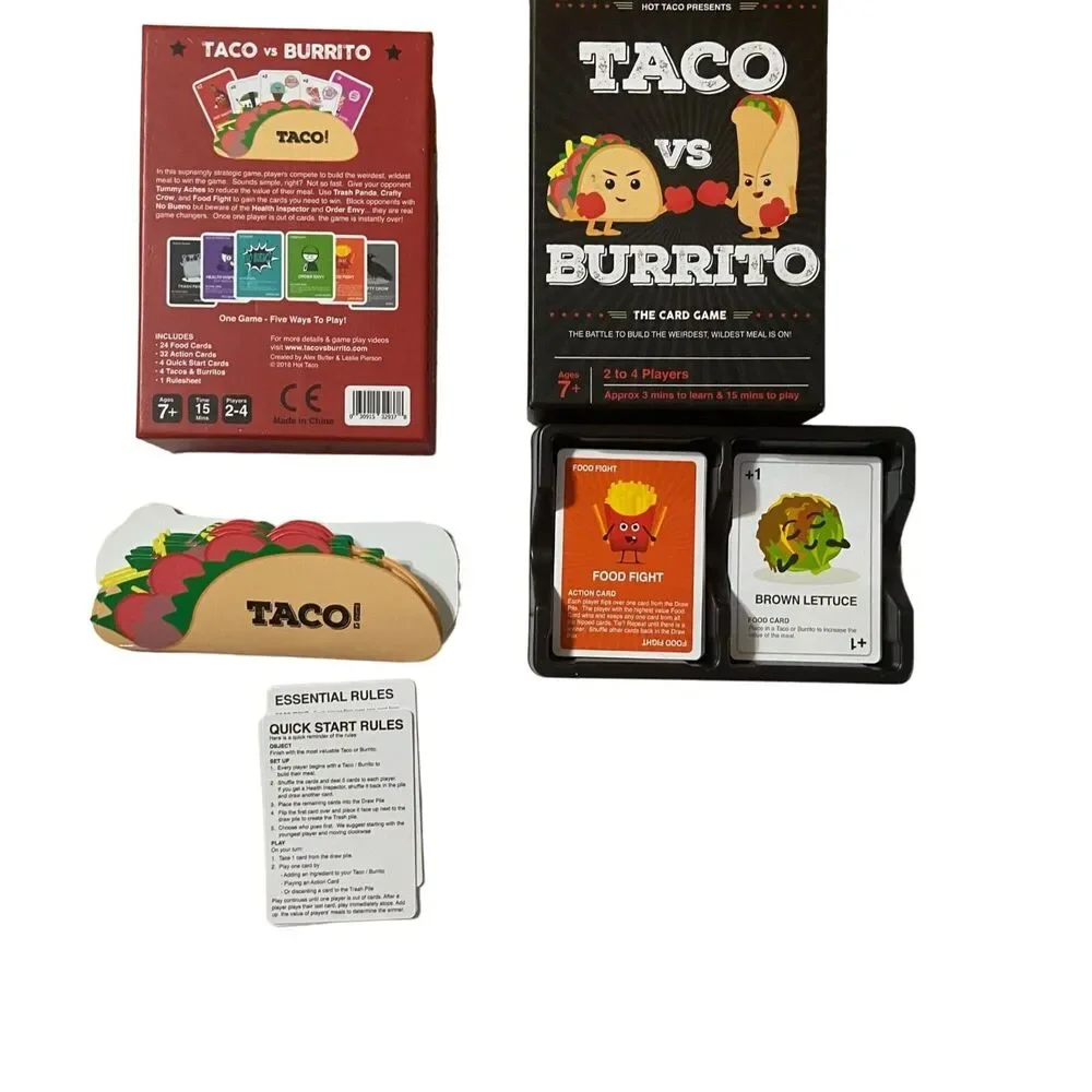#7494 Hot Taco Brand Taco versus Burrito card game